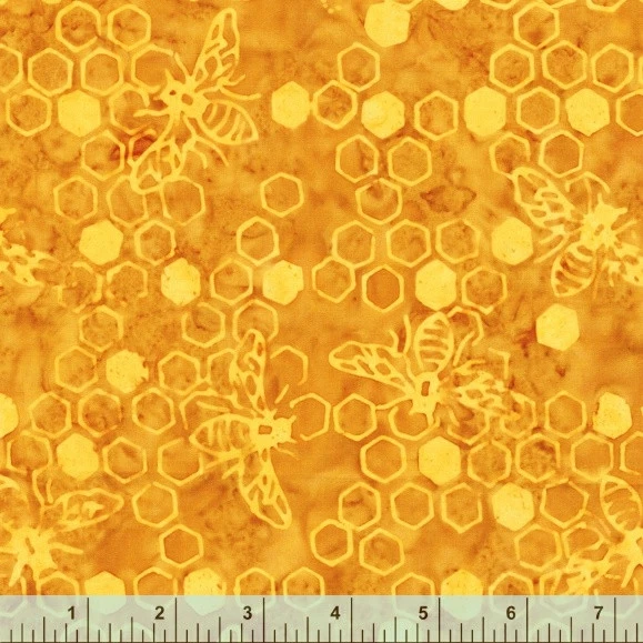 Anthology Batik Fabric | Don't Bug Me Bee & Honeycomb Yellow YARD - Image 1 of 1