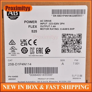 New AB 25B-D1P4N114 Allen-Bradley PowerFlex 525 0.4kW 0.5Hp AC Drive US Free Tax - Picture 1 of 4