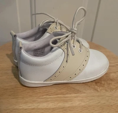 Angel Baby Tan and White Saddle Oxford Shoes Size 7 - Image 1 of 4