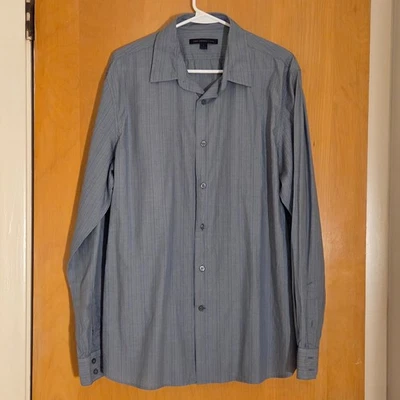 Camisa John Varvatos EE. UU. Abotonada L/S Talla L Azul Tostado Rayas Informal Algodón Foto 1 de 4
