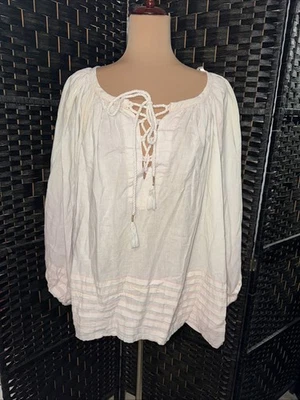 We The Free Ombre Peasant Top Boho Lace Up Long Sleeve Oversized Blouse X Large - Image 1 of 4