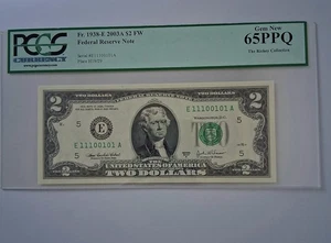 TRUE BINARY 0's and 1's $2 Two Dollars Note Number #E 11100101 A PCGS 65 PPQ - Picture 1 of 4