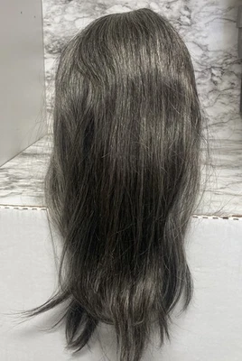 Highline Lace Toppper Wig, T34714, 8 1/2” L X 8” W Black/Gray Highlites - Image 1 of 4