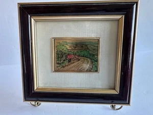 Chromolithograph Foglia Oro art Italian gold leaf countryside matted framed - Picture 1 of 10