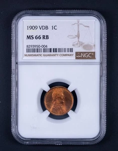 1909 VDB Lincoln Wheat Cent NGC MS66 RB Red/Brown WB004 - Picture 1 of 2