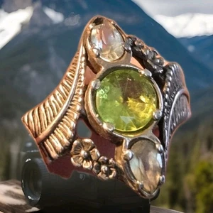 Anillo vintage Carolyn Pollack de plata esterlina peridoto y topacio blanco-talla 6 - Imagen 1 de 15