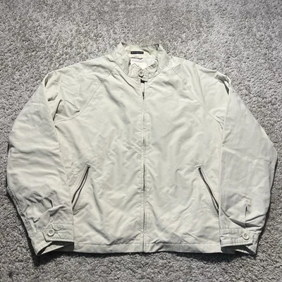 St Johns Bay Mens Full Zip Bomber Racer Jacket Harrington L Cafe Tan Golf Y2K - Image 1 of 4