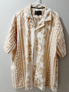 DRILL CLOTHING Button-Up Shirt Men's 3X Beige Short Sleeve Stretch BAROQUE GOLD - Picture 1 of 6