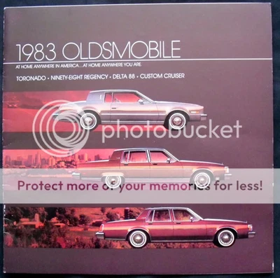 Folleto de ventas Oldsmobile Toronado 98 Delta 88 y Custom Cruiser EE. UU. LF 1983 Foto 1 de 3