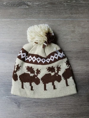 NUEVO DE COLECCIÓN 80 Little Bit Marrón Alce Acrílico Pom Pom Tobogán Sombrero NIÑO PEQUEÑO Talla Única Foto 1 de 4