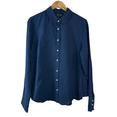 J. Crew Baird McNutt Men's Shirt Blue 100% Irish Linen Slim Button Down Size 14 - Image 1 of 4