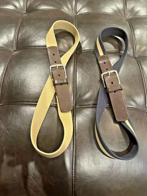 Cinturón de lona COACH para hombre talla 36 90 cm marrón cuadrado cuero hebilla de latón 5919 Foto 1 de 4