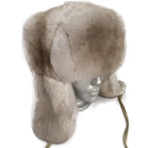 NEW GENUINE CHINCHILLA FUR MEN HAT ALL SIZES CARAMEL COLOR BEIGE Russian Trapper - Bild 1 von 11