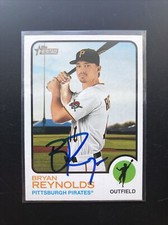 2022 Topps Heritage Bryan Reynolds Autographed Baseball Card #372 Pirates