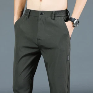 Dünne Eis Seide Stretch Herren Hose Freizeit Gummibund Glatt Hose Pants Marke - Bild 1 von 16