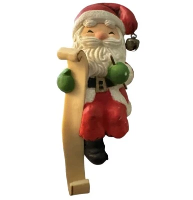 HALLMARK-SANTA CLAUS-Soporte Medias Navidad Vintage con Jingle Bell Foto 1 de 4