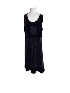 Vintage Studio Ease Sleeveless Dress Plum Purple Velvet Floral Size 6 Shift Boho - Picture 1 of 7