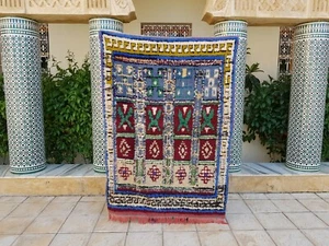 Marokkanischer Vintage Boucherouite Teppich 5'10x4'11 Handarbeit Berberteppich, Azilal Rug - Bild 1 von 11