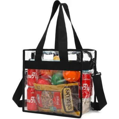 Bolsa de almuerzo pequeña transparente trabajo transparente caja de plástico correa ajustable bolsa reutilizable Foto 1 de 4