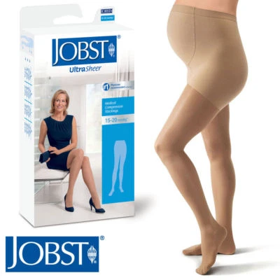 Meia-calça de compressão Jobst feminina ultra transparente para maternidade 15-20 mmHg mangueira de suporte - Imagem 1 de 4