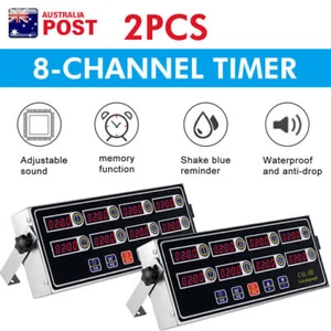 2X 8 Channels Kitchen Timers Commercial Cooking Timer Loud Alarm Restaurant Time - Picture 1 of 11