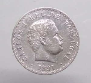 Portugal 500 reis 1891 D. Carlos I silver KM#535 VF - Picture 1 of 2