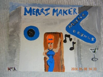 Pintura original ACEO Salón de cócteles Merri maker Martini Foto 1 de 3