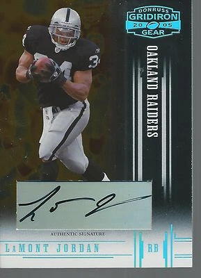 2005 Donruss Gridiron Gear Autographs Platinum Holofoil #65 LaMont Jordan 7/10 - Image 1 of 2