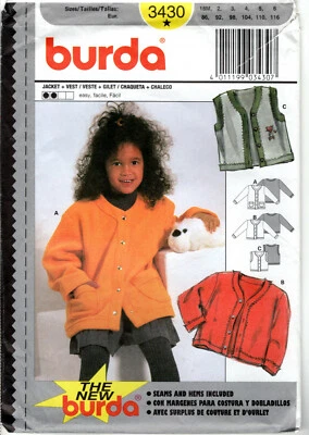 "Jacket & Vest" BURDA Sewing Craft Pattern # 3430 18mo.-2-3-4-5-6 UNCUT - Image 1 of 4