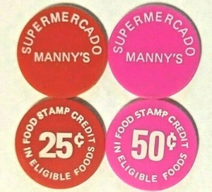 SET 2 SUPERMERCADO MANNY'S Ficha Cupones CAROLINA FOOD STAMP Token PUERTO RICO - Imagen 1 de 6