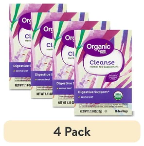 Great Value Organic Cleanse Tea Bags, 1.13 oz, 16 Ct (4 pack) - Picture 1 of 12