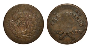 GUADALOUPE LOUIS XV Sol des Colonies Françaises 1767 - Contromarca RF del 1793 - Picture 1 of 1