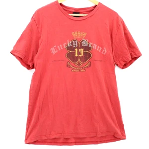 Vintage Lucky Brand Shirt Mens Red Short Sleeve Lucky 13 Logo Graphic Size L - Picture 1 of 9
