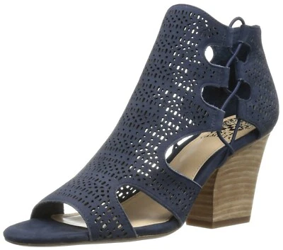Vince Camuto Corbina Navy Suede Open Toe Cutout Perforated Bootie Sandal  10 NEW - Image 1 of 4