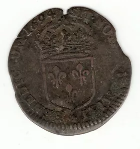 French Colonial, rare 1694 P recoined billon sol - Imagen 1 de 2