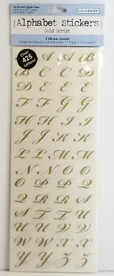 Colorbok Alphabet & Numbers Stickers Gold Script Formal Cursive NEW - Image 1 of 4