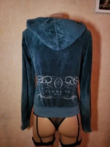 Vintage Juicy Couture Velour Hoodie Gr. M Reißverschluss Made in USA - Bild 1 von 8