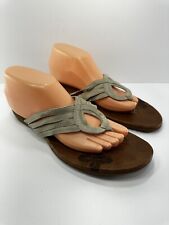 Merrell Womens Size 11 Ivory Thong Flip Flop Sandals Leather Strappy Flat Floral