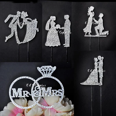 Mr and Mrs 婚礼水钻蛋糕装饰新娘和新郎 — 第 1/4 张图片