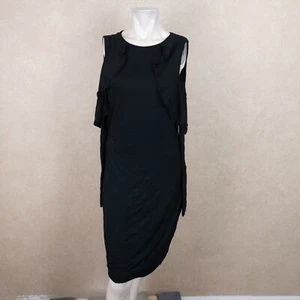 Three Dots New Womens Black Dress cold Shoulder RUFFLE Size M _ NWT R13F4 - Picture 1 of 4
