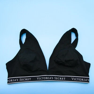 Victorias Secret Bralette XL Lined Triangle Bra Black Lingerie Padded New - Image 1 of 4