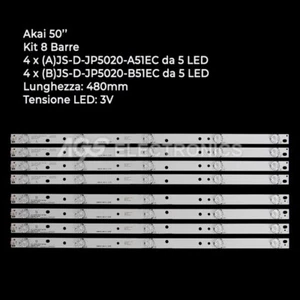 KIT 8 TIRAS LED PARA TV AKAI JS-D-JP5020-A51EC / B51EC D50F2000 E50F200 - Picture 1 of 1