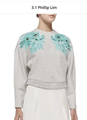 Sudadera 3.1 Phillip Lim Floral Cuello Redondo XS Pequeña Foto 1 de 4