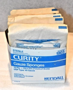 23-Vintage Kendall CURITY Gauze Sponges 12 Ply-3" x 3" Never Opened New Not Used - Picture 1 of 8