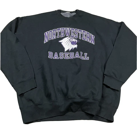 90s VTG NORTHWESTERN UNIVERSITY BASEBALL Sweatshirt Wildcats XXL Heavyweight Cover
