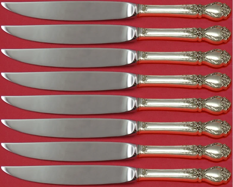 Juego de cuchillos para carne Brocade by International de plata esterlina 8 piezas no dentados personalizados Foto 1 de 3
