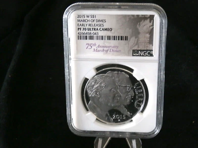 2015-W March of Dimes Silver Dollar $1 NGC PF70 Ultra Cameo - Image 1 of 3