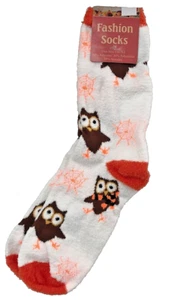 Halloween Búho Esponjoso Calcetines Telarañas Blanco Peludo Otoño Acogedor Mujer Nuevo con Etiquetas - Imagen 1 de 1