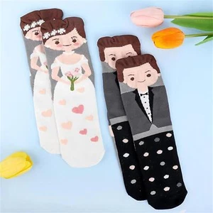 2 Pairs Wedding Socks Newlyweds Long Tube Socks Men Women Boot Stockings Couples - Picture 1 of 6