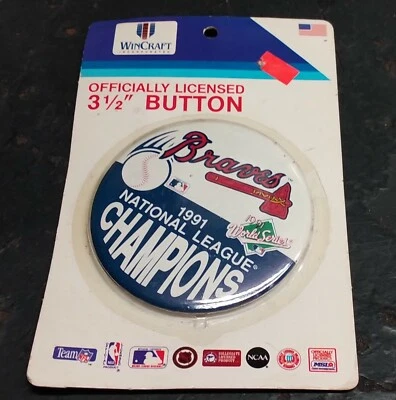 MLB Atlanta Braves 1991 National League Champion World Series 3.5” Pin Button - Image 1 of 2